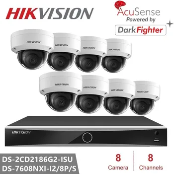 Hikvision Güvenlik Sistemi Seti 8MP 8CH POE NVR DS-7608NXI-I2 / 8 P / S AcuSense IPC DS-2CD2186G2-ISU CCTV Gözetim Sistemi