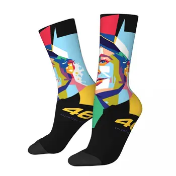 Hip Hop Vintage Pop Art Çılgın erkek varis çorabı Unisex Moto Gp Rossi Harajuku Desen Baskılı Komik Ekip Çorap Erkek Hediye