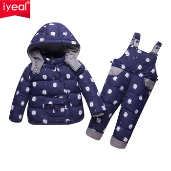 IYEAL Çocuk Bebek Kız Erkek 90 % Ördek Aşağı Sıcak Giyim Seti Çocuklar Kış Ceket Tulum Toddler Giyim Ceket Bebek Giysileri