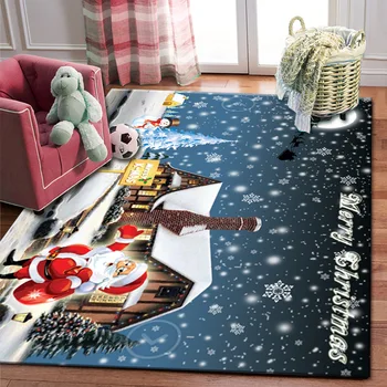 Iskandinav Kar Sahne 3D Halı Ev Oturma Odası Flanel kaymaz Kilim Salonu Mutfak Paspaslar Yatak Odası Merry christmas dekor
