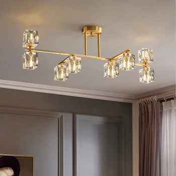 JMZM Modern bakır kolye lamba kristal avize altın asılı ışık Lüks Villa kapalı oturma odası yatak odası yemek salonu