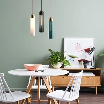JMZM İskandinav Cam Renkli Küçük Avize Tek Kafa Kolye Lamba Restoran bar masası Lambası Yaratıcı Yatak Odası Oturma Odası