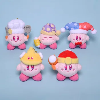 Japon Yeni Sevimli Karikatür Şef Nightcap Çekiç Kirby peluş oyuncak Bebek Kolye Çanta askı süsleri Kirby Peluş Anahtarlık