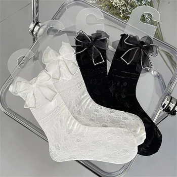 Japon ağır sanayi sıcak sondaj yay düğüm kamelya dantel lolita çorap yığını tatlı serin orta tüp dantel jk buzağı çorap
