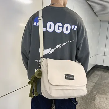 Japon eğilim çapraz vücut çanta erkek büyük kapasiteli sırt çantası basit öğrenci omuzdan askili çanta kanvas çanta satchel askılı çanta
