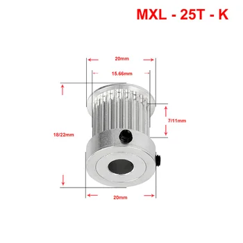 K Tipi MXL 25 Diş Alüminyum zamanlama kasnağı Çap 8 10 12mm Keyawy Senkron Kasnak Tekerlek Genişliği 6 10mm MXL zamanlama kemeri