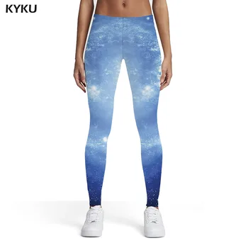 KYKU Galaxy Tayt Kadınlar Uzay Spor Evren Elastik Mavi Baskılı pantolon Bayan Tayt Pantolon Jeggings Jeggins Funky Bayanlar