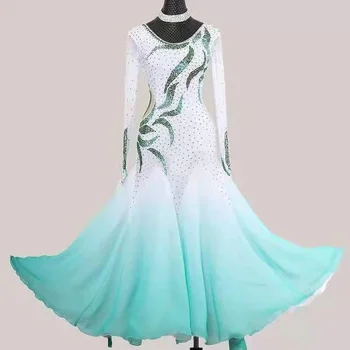 Kadın Balo Salonu Yarışması dans elbiseleri 2023 Yeni Gelişmiş Beyaz Balo Salonu Dans Elbise Bayan Standart Modern Vals Dans Etek