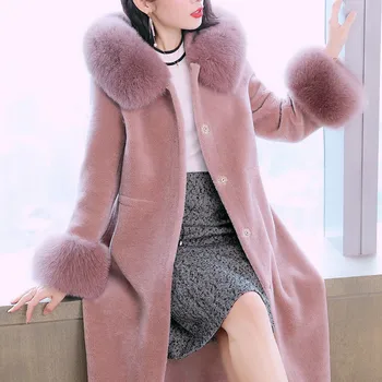 Kadın Kış sıcak Gerçek İnce Kürk Ceket Koyun Shearling Ceket Yün Palto Abrigos Mujer Invierno 2020 9222 Y702