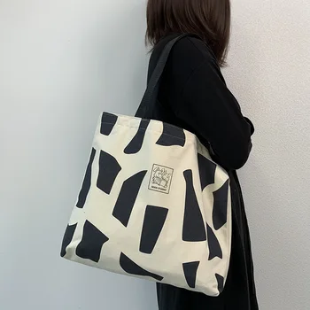 Kadın Rahat Tuval kol çantası Çanta Büyük kapasiteli Sevimli Tasarım Çok Fonksiyonlu Öğrenci Alışveriş Graffiti Koyabilirsiniz Kitaplar yemek kabı