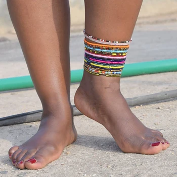 Kadın halhal ayarlanabilir moda yaz El Yapımı plaj ayak bileği Bilezik Boncuklu Halhal Kızlar İçin