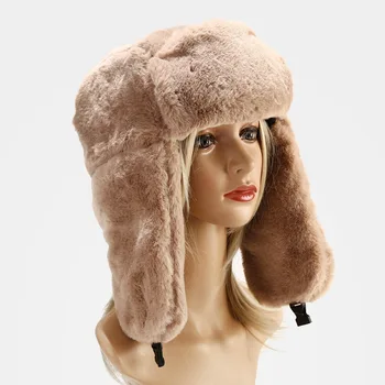Kadınlar için kış Şapka Bere Ushanka Kap Kadın Kalınlaşmak soğuk şapka Sıcak Şapka Rüzgarlık Sıcak Şapka Pilot Kap Şapka Earflaps ile 2021 Yeni