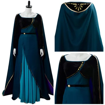 Kar Kraliçesi 2 Anna Cosplay Kostüm Taç Giyme Elbise Yetişkin Anna Cadılar Bayramı Karnaval Kostümleri