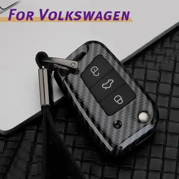 Karbon Fiber Alaşım Volkswagen VW Polo golf7 MK7 Octavia A7 Fob Çevirme Uzaktan Anahtar Kutu Tutucu Skoda Octavia İçin Kodiaq Fabia
