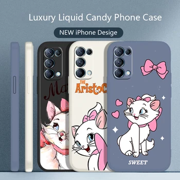 Karikatür Marie Kedi Sevimli telefon kılıfı OPPO Bulmak İçin X5 X3 X2 neo Pro Lite A5 A9 2020 A96 4G 5G Sıvı Halat Şeker Renk Kapak