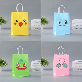Kawaii Anime Pokemon Pikachu Charizard Kraft Şeker Çantası Karikatür Pokemon Poke Topu hediye çantası Parti Süslemeleri Yılbaşı Hediyeleri