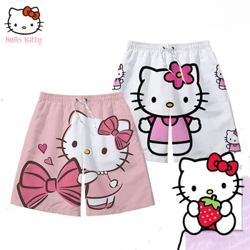 Kawaii Hello Kitty Sanrio Kuromi Benim Melodi Ücretsiz plaj pantolonları Külot Şort Erkek Bayanlar Çift Giyim Sevimli Şort peluş Hediye
