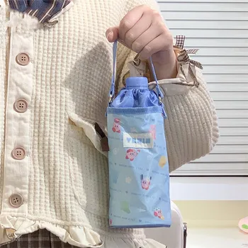 Kawaii Karikatür Anime Yıldız Kirby İpli Su şişe çantası Su Şişesi saklama çantası Hangbag Termos Bardak çanta bozuk para cüzdanı Oyuncak Hediye