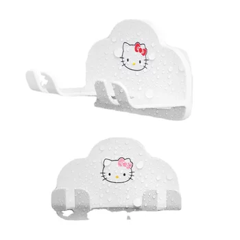 Kawaii Sanrio Saç Kurutma Makinesi Depolama Rafı Hello Kittys Aksesuarları Sevimli Banyo Punch - Ücretsiz Mobilya Malzemeleri Sabit Braket Kızlar
