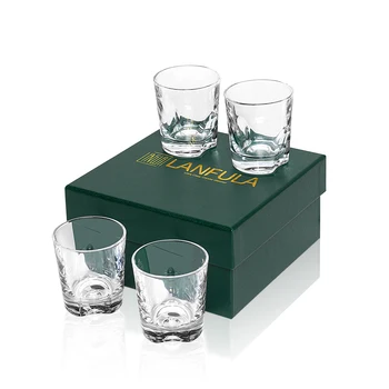 Kaya viski bardağı 8 Oz Eski Moda Kokteyl Scotch Bourbon Rom 4 Set, kristal Bar Gözlük Bardak Bardak