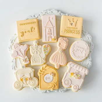 Kek Kurabiye Kabartmalı Kalıp Fondan Mutlu Doğum Günü Prenses Akrilik Damga Kalıp Kek Kalıbı Parti Kek Embosser Damga Dekorasyon Aracı