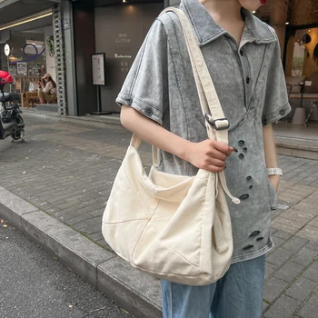 Keten çantalar Kadınlar İçin Öğrenci Omuz Crossbody Çanta Fermuar Alışveriş Eko Çanta Kore askılı çanta Y2K Büyük Kapasiteli Çanta Kesesi