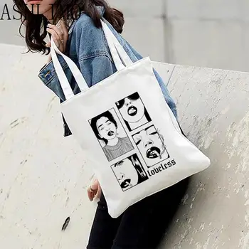 Kol çantası Çanta Estetik Gotik Anime Kadın Alışveriş Çantası kanvas çanta Rahat Büyük Kapasiteli Vintage Kadınlar Katlanabilir omuzdan askili çanta