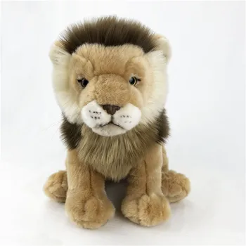 [Komik] Hayvanat Bahçesi 25cm Simülasyon Gerçekçi Aslan peluş oyuncaklar Yumuşak aslan Doldurulmuş Hayvanlar bebek Doğum Günü yılbaşı Hediyeleri çocuklar için