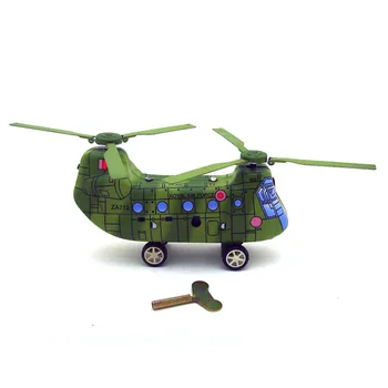 [Komik] Yetişkin Koleksiyonu Retro kurmalı oyuncak Metal Teneke e n e n e n e n e n e n e n e n e n e vidalı askeri helikopter nakliye uçağı Clockwork oyuncak vintage oyuncak