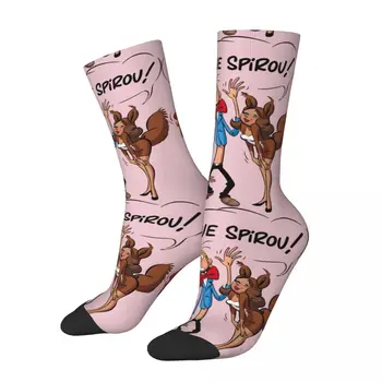 Komik Çılgın varis çorabı Erkekler için Les Nombrils Aşk Spirou Hip Hop Harajuku Le Petit Spirou Mutlu Baskılı Erkek Ekip Çorap
