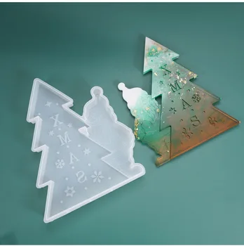 Kristal Silikon Ayna Kalıp Noel Ağacı Santa Masaüstü Süs Dekoratif Epoksi Reçine Kalıp DIY Kalıpları El Sanatları Takı Yapımı
