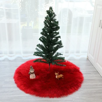 Kürk Parti Mat Ağacı Etek Koyun Derisi Noel Yuvarlak Noel Tüylü Ağacı Peluş Süs Noel Ağacı Etek Ev Partisi Dekoru