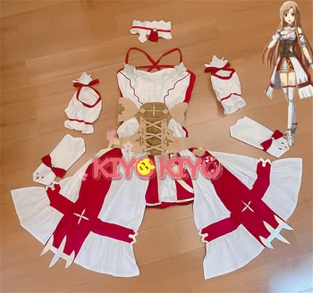KİYO-KİYO Anime elbise Sword Art Online: Içi Boş Gerçekleştirme Asuna Yuuki Cosplay Kostümleri Elbise kadın Cadılar Bayramı kostüm