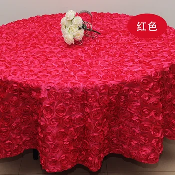 Kırmızı Düğün 2.6 m Masa Örtüsü Yuvarlak Bindirmeleri 3D Gül Yuvarlak Masa Örtüleri Düğün Dekorasyon Tedarikçisi 7 Renkler Ücretsiz Kargo