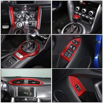 (Kırmızı)Gerçek karbon fiber Toyota 86 / Subaru BRZ 2012-2020 Araba Merkezi Kontrol Dekoratif Panel Sticker Araba İç Aksesuarları