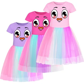 Kızlar bahar Elbise karikatür sevimli Pamuk Hayvan Baskı Lankybox 2022 kız çocuk yaz elbisesi Zarif Takım Elbise Genç Çocuk elbise