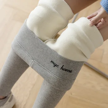 Kış Kalın Tayt Kadınlar Yüksek Bel Mektuplar Nakış Kadife Sıska Streç Kalem pantolon Spor Sıcak Fleeces Legging P239