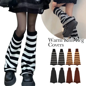 Kış bacak ısıtıcıları gotik Lolita örgü çorap çizme çorap kadın bacak ısıtıcıları japon Jk Anime gotik tarzı Legging