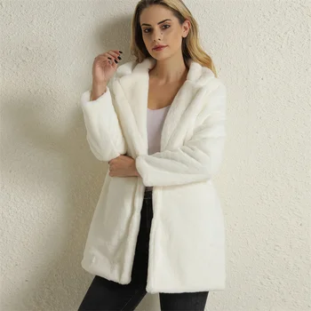 Kışlık kürk palto Kadın Moda Peluş Sahte Vizon Kürk Palto Zarif Gevşek Kürk Ceket Yüksek Kaliteli Palto Kalın Sıcak kışlık ceketler