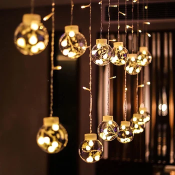LED cam küre ışık zinciri İçin perde dekorasyonu Peri Garland Fener Lamba Ev iç mekan aydınlatması İçin Parti Düğün Festivali