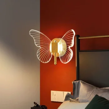 LED kelebek duvar lambası Minimalist led duvar ışık oturma odası yatak odası merdiven ışık ev dekorasyon başucu duvar aplik lamba