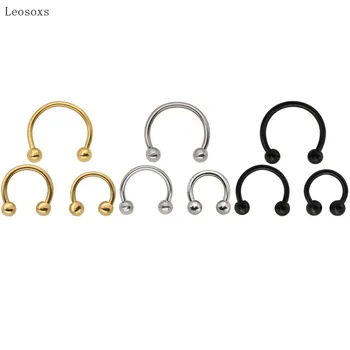 Leosoxs 3 adet Yeni Ürün Basit Renkli Çelik Topu At Nalı Yüzük Burun Halkası Kıkırdak Delinme Takı