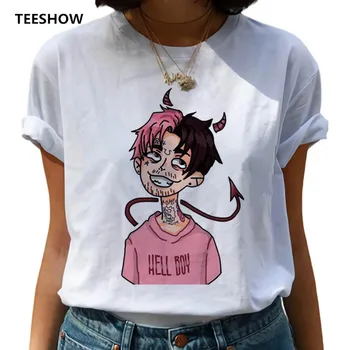 Lil Peep Harajuku Hip Hop T Shirt Kadın Baskılı Moda T-shirt 90s Grafik kadın Tshirt beyaz Streetwear En Tees Kadın