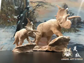 LİNGHU SANAT STÜDYOSU 1/18 Xenoceratops Sahne Modeli Dinozor Heykeli Hayvan Figürü Toplayıcı Boyalı Dekorasyon GK Fotoğraf Sahne