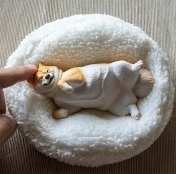 M7 Uyku Shiba Inu Şekil Pet Köpek Hayvan Modeli Toplayıcı Araba Dekor Çocuklar Hediye Araba Dekorasyon Simülasyon Köpekler Eğitim Oyuncaklar