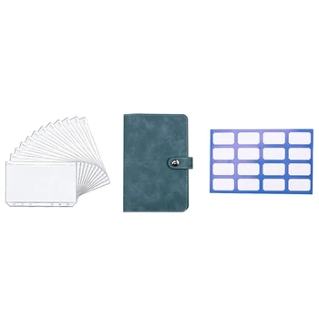 Mavi Bütçe Bağlayıcı, pu deri cüzdan Nakit Kuponları, Planlayıcısı notebook kılıfı 12 Zip Zarflar