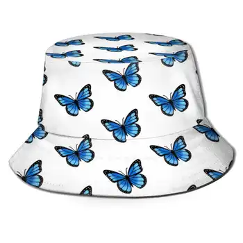 Mavi Unisex Yaz Açık Güneş Koruyucu Şapka Kap Pastel Oldukça Güzel Böcek Böcek Karikatür Estetik Temel Sevimli Monarch Girly