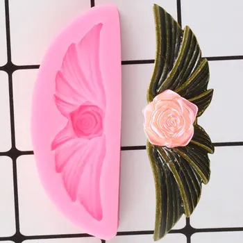 Melek Kanatları Gül Çiçek silikon kalıp Kek Dekorasyon Araçları Kek Topper Fondan Kalıpları DIY Şeker Çikolata Gumpaste Kalıp