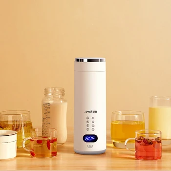 Mini Su ısıtıcısı Kaynar bardak Taşınabilir elektrikli su ısıtıcısı akıllı çaydanlık ısıtma Termal kupa çay Kahve süt Tozu 400ml 220V