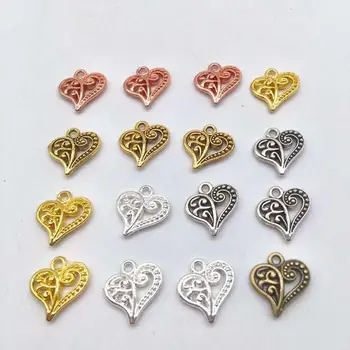 Moda 37 adet çinko alaşım sevimli tiny aşk kalp charms 7 renk fit DIY el yapımı kolye küpe bilezik uğurlu takı yapma
